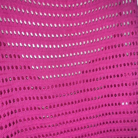 Crochet Knit Long Spaghetti Straps Fuchsia Pink Bathing Suit Coverup Size L/XL - Picture 5 of 15